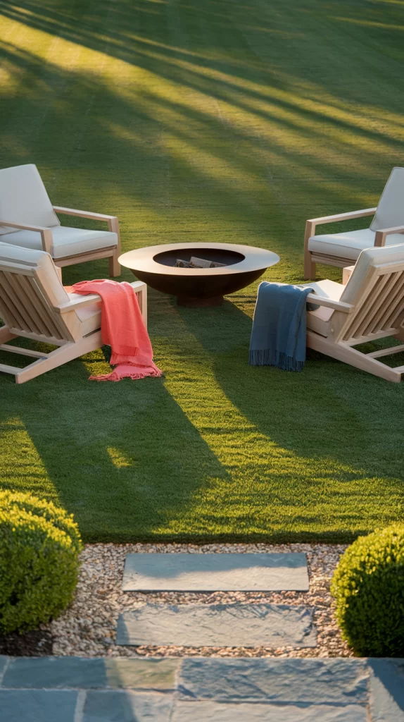 lounge chair fire pit furniture on grass