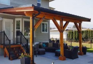 cantilevered roof over patio