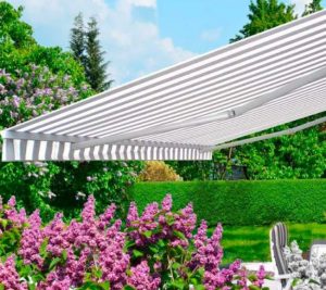 striped outdoor awning