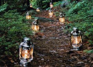 Lighting up an outdoor pathway with lanterns