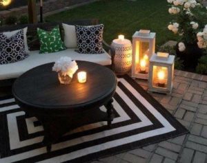 lanterns by seating area to set the relaxing mood