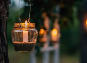 jar lantern with citronella candle