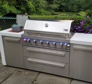 stainless grill island with accessories drawers