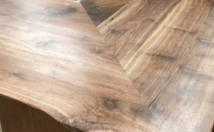 live edge countertop with mitered corner