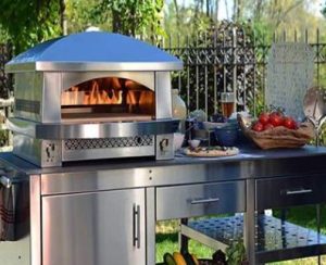 stainless steel pizza oven with stainless cabinetry