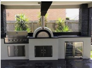 stucco kitchen pro built with pizza oven
