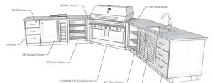 l shaped outdoor kitchen layout with corner grill