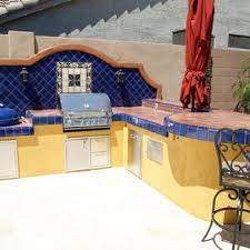 bright colored outdoor kitchen
