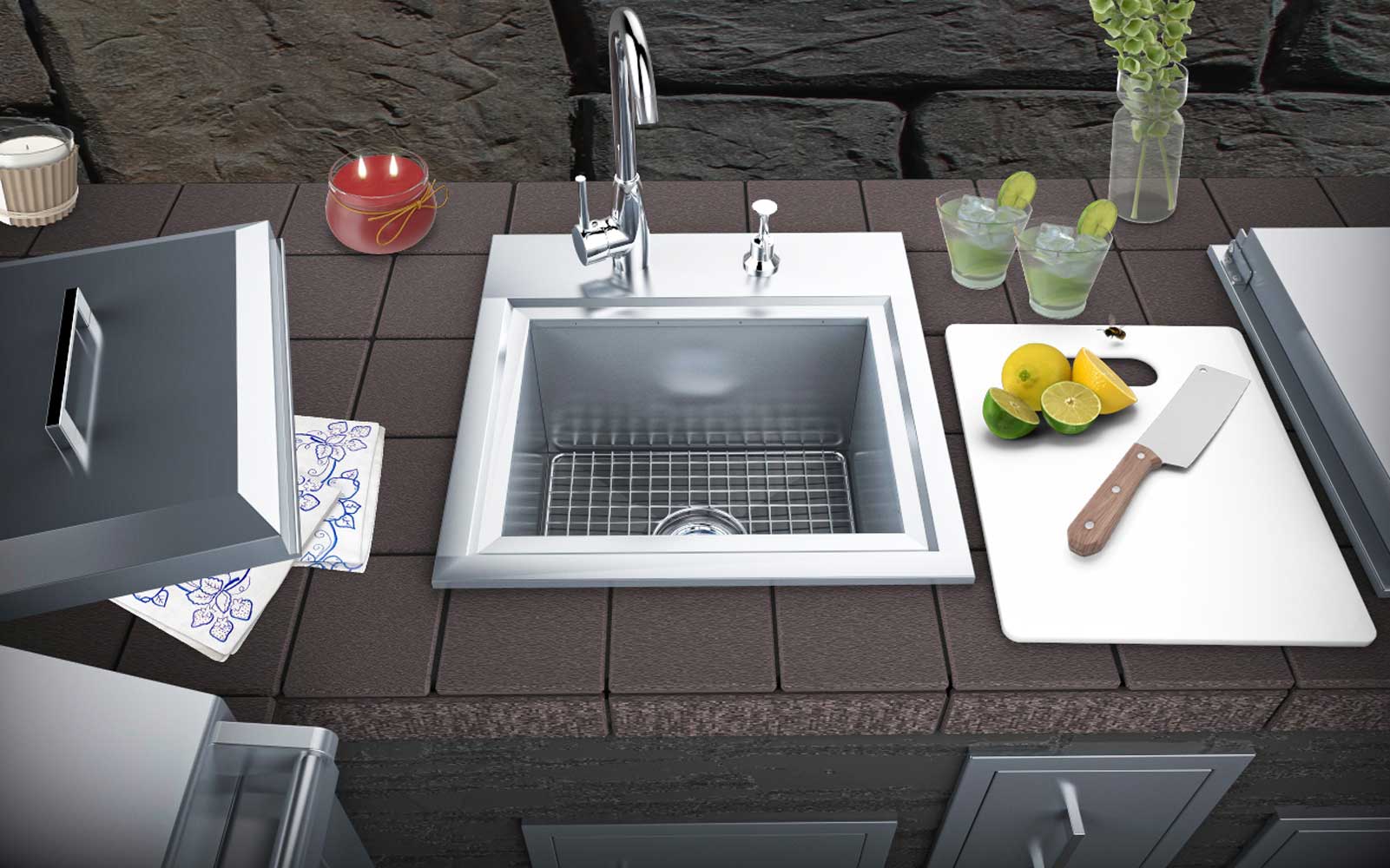 sunstone outdoor sink with cover