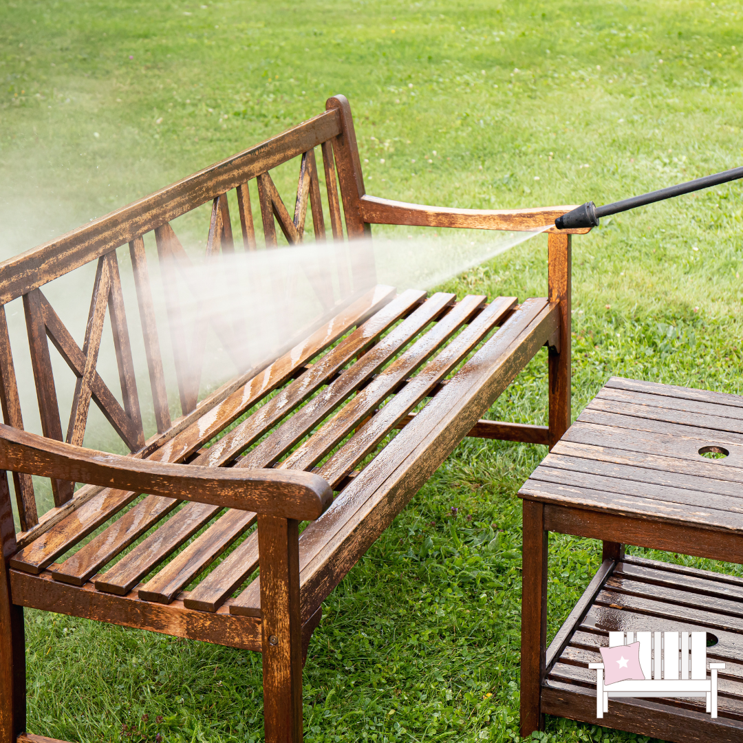 cleaning an outdoor bench