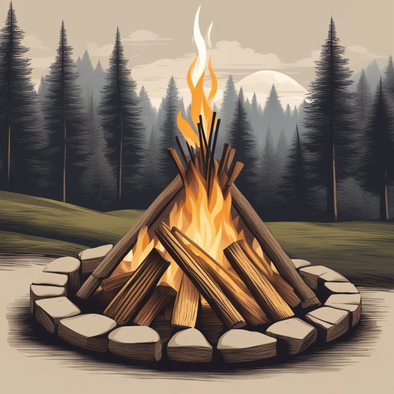 an image of a backyard firepit in a forested seetting