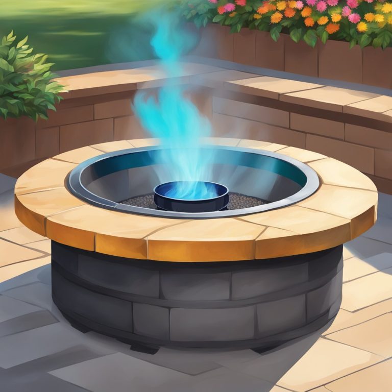 an image of a refreshed and freshly painted fire pit on a brick patio