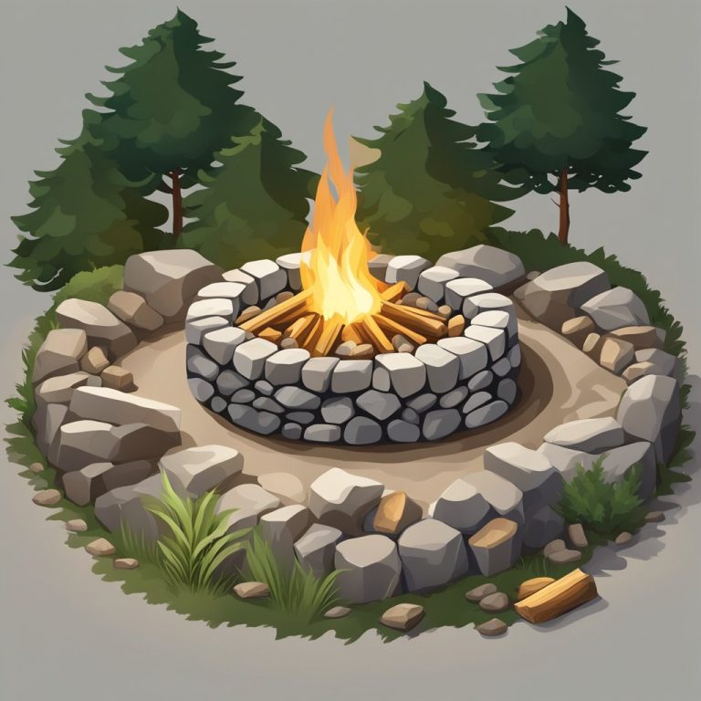 an image of a newly built firepit make of stacked stone