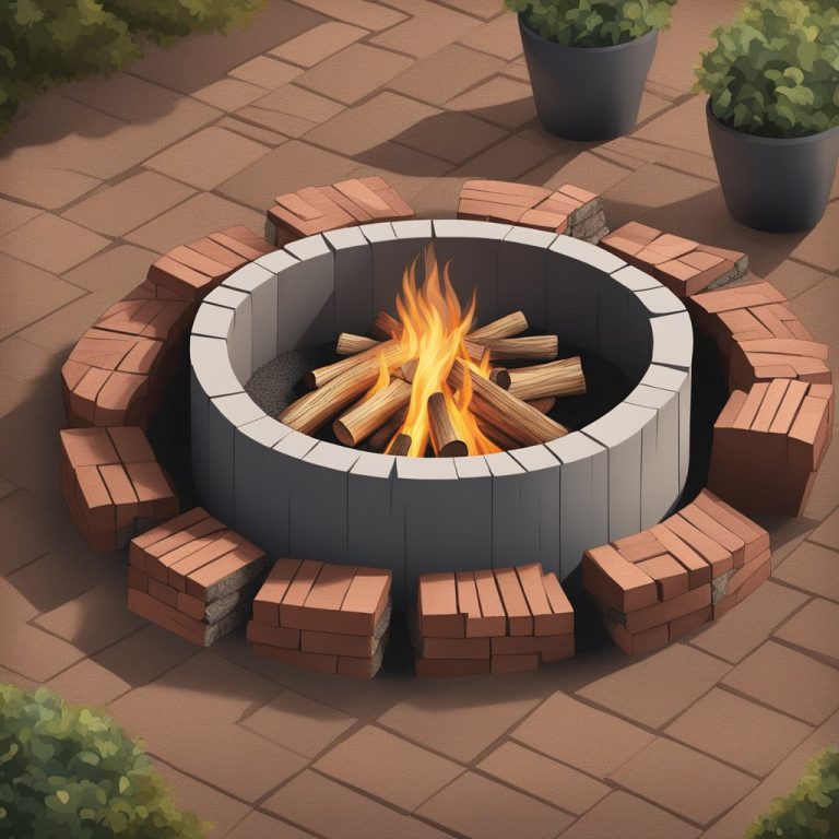 An image of an outdoor fire pit constructed with fire bricks close to the flame