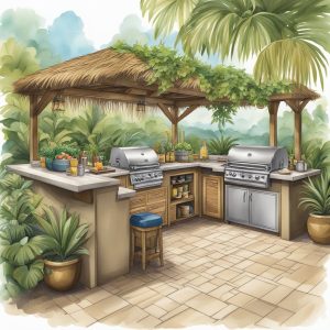 u shaped tiki kitchen