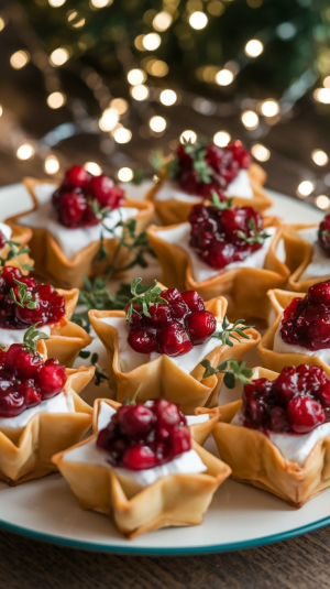 Festive Brie and Cranberry Phyllo Stars