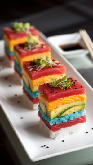 Vibrant Rainbow Sushi Stacks Recipe