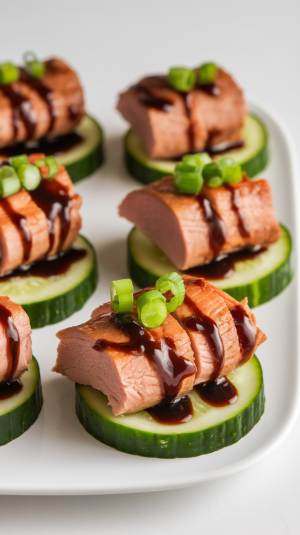 Asian-Spiced Duck Breast on Cucumber Rounds