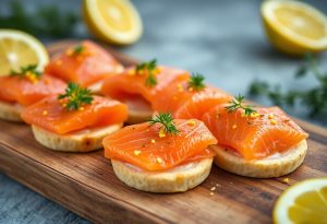 Citrus-Cured Salmon on Dill Blinis