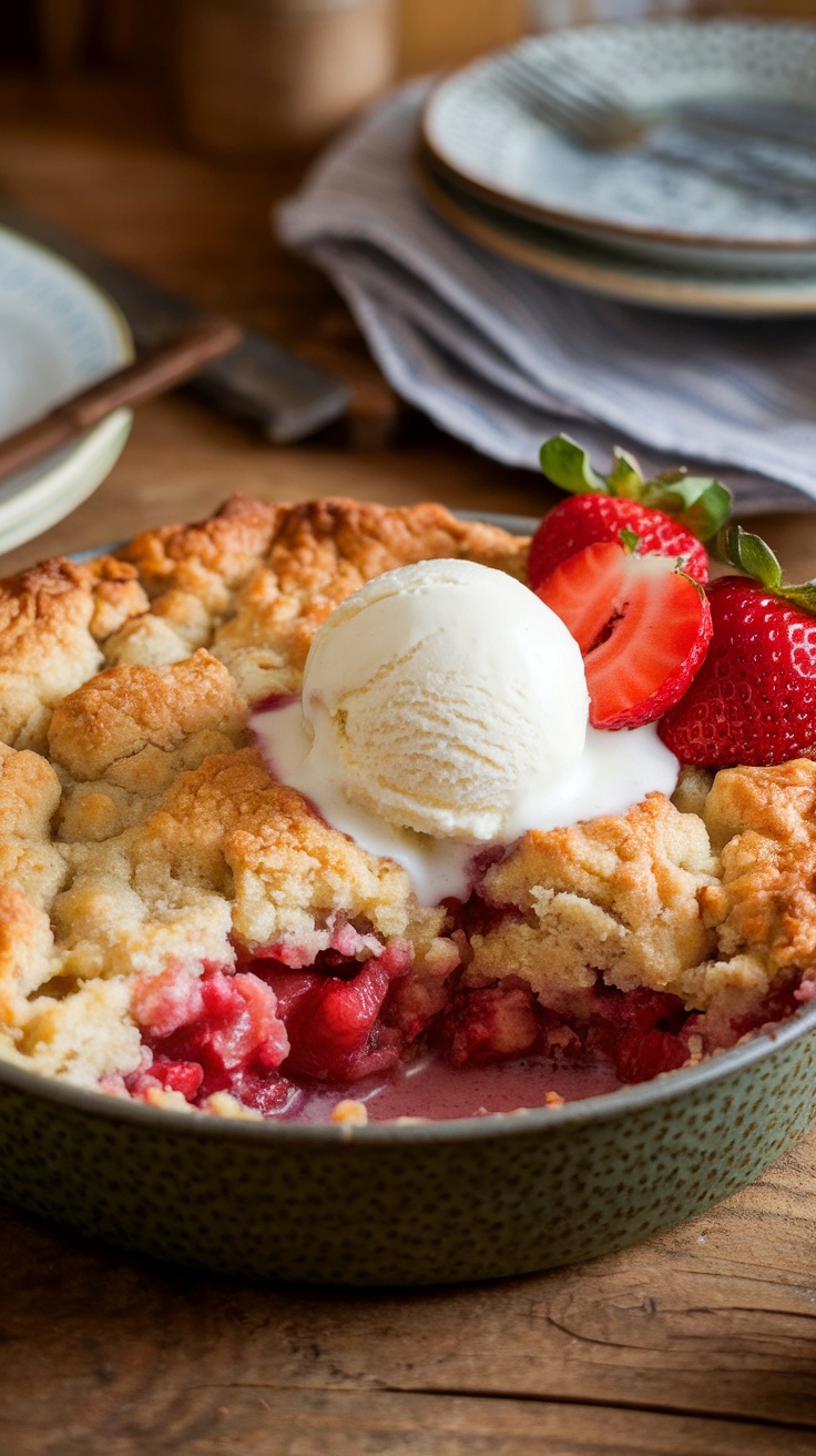 Philadelphia Eagles Strawberry-Rhubarb Cobbler