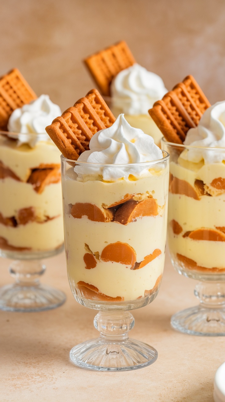 Delicious banana pudding cups layered with vanilla wafers and whipped cream