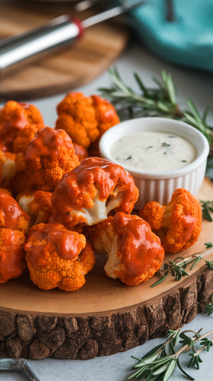 Buffalo Cauliflower Bites with Ranch Dressing