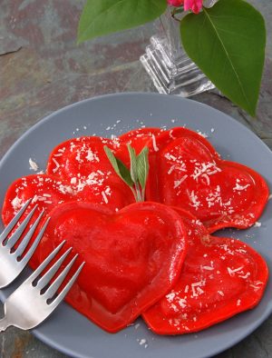 Heart-Shaped Ravioli with Ricotta and Spinach Filling