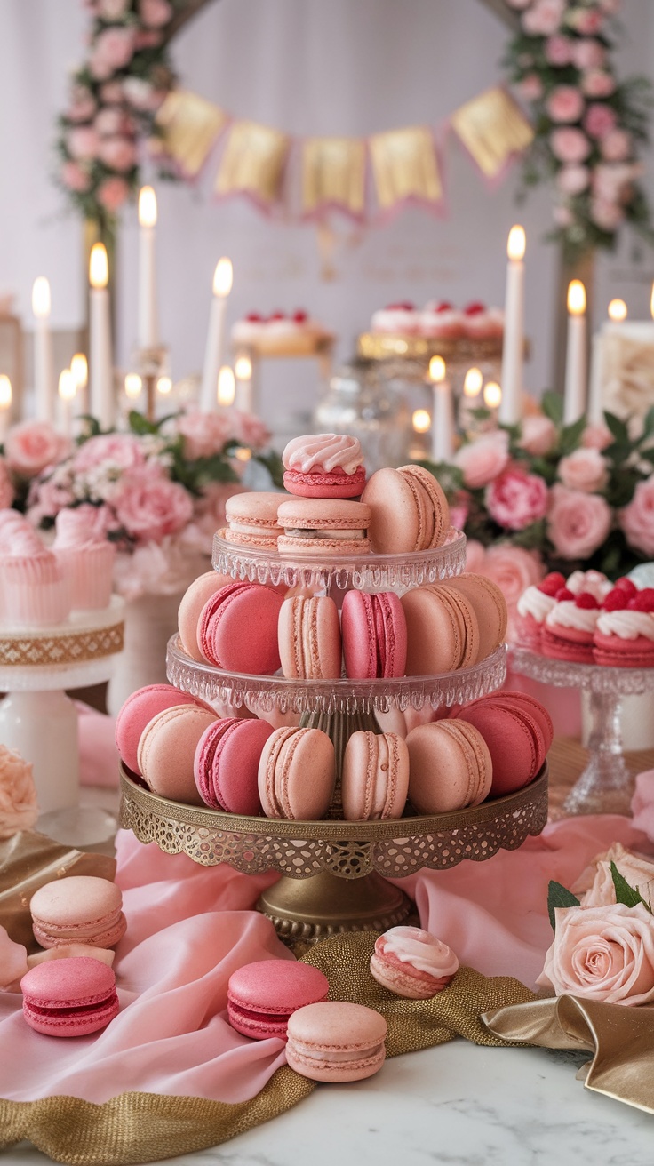 Raspberry Macarons with Rose Buttercream