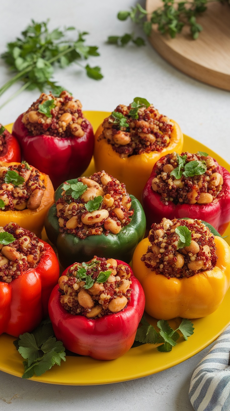 Stuffed bell peppers filled with quinoa and beans