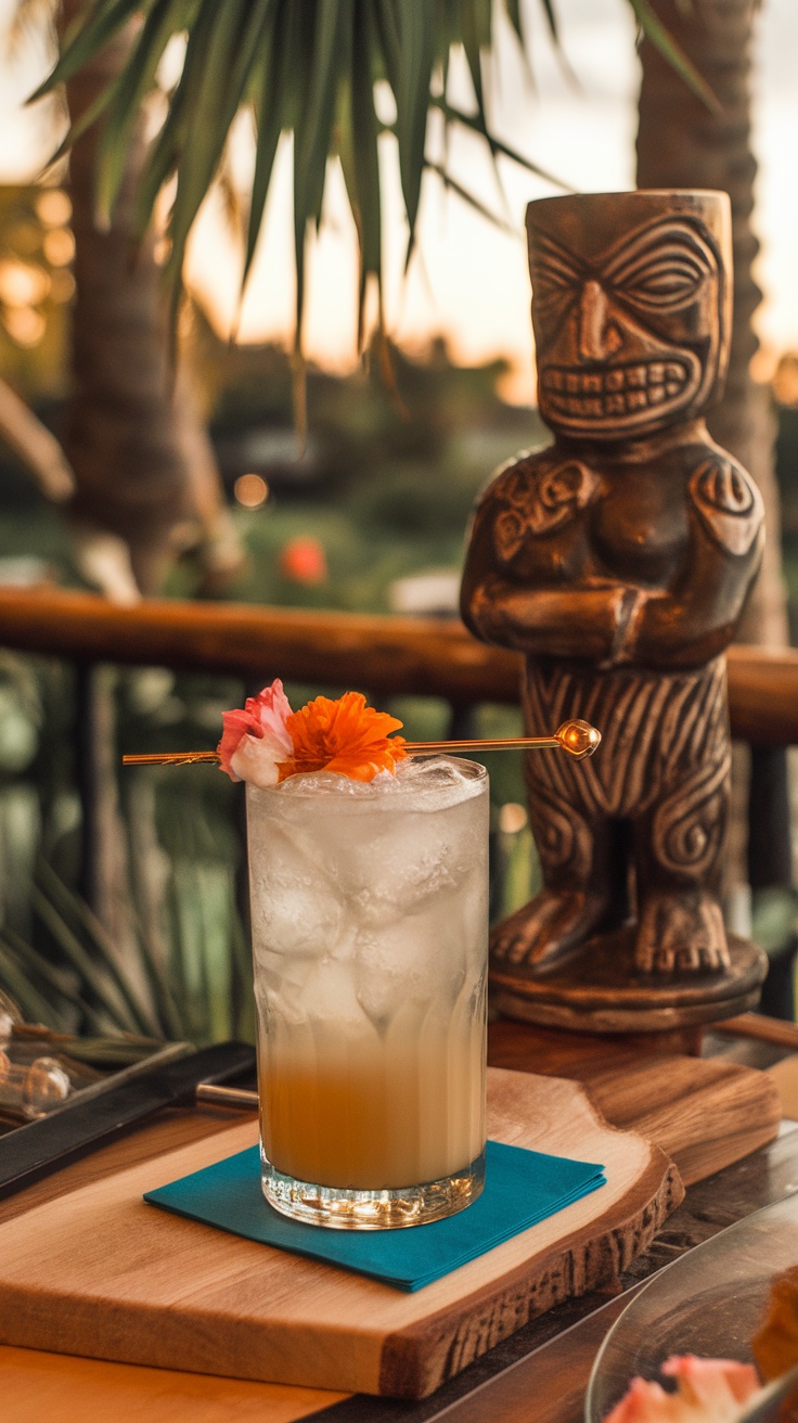 A refreshing Naked Mai Tai cocktail garnished with mint leaves and an orange slice.